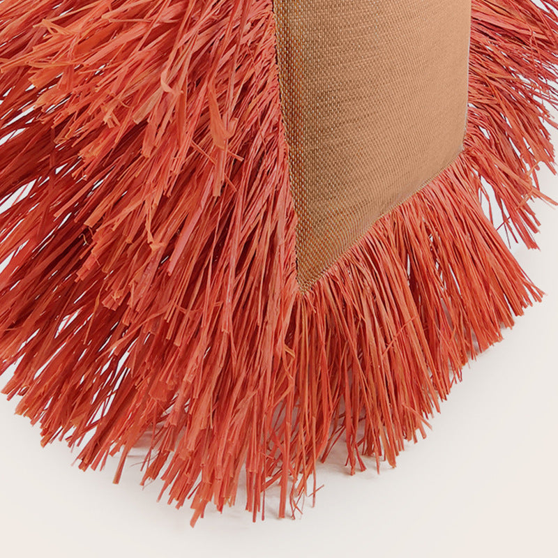 Summer raffia fringe bag straw woven bag