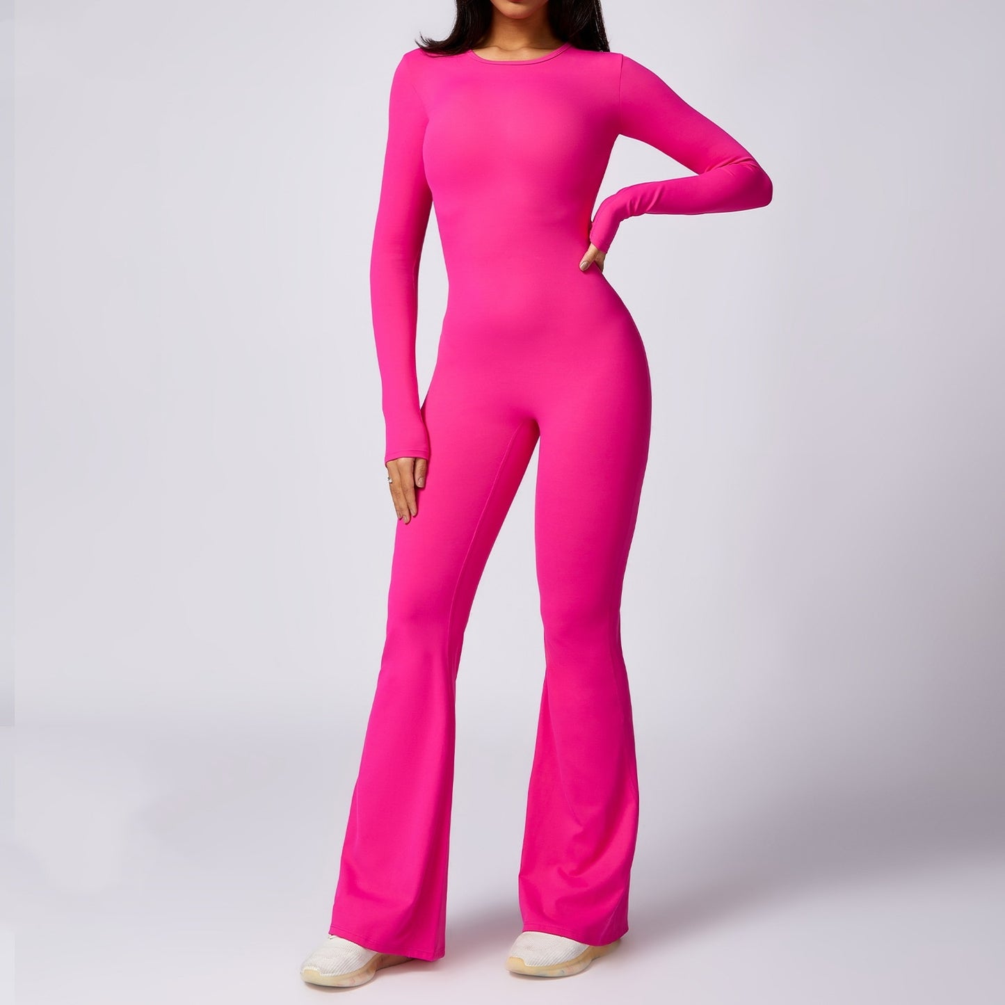 Leisure Horn Long Sleeve Yoga Jumpsuit