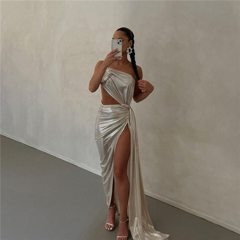 Spring And Summer New Women's Fashion Backless Slit Design Temperament Slim Dress