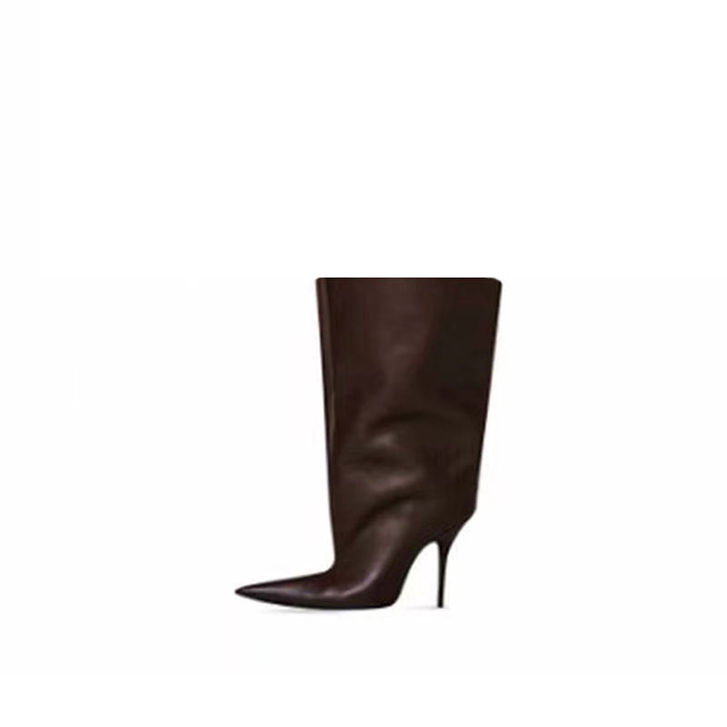 Catwalk Pointed-toe Super High Heel Patent Leather Upper-wrapping Boots