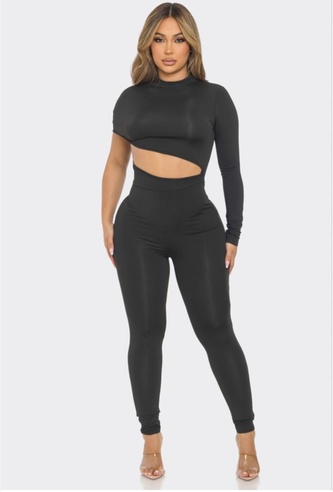 Black Tara long long sleeve body suit jumpsuit