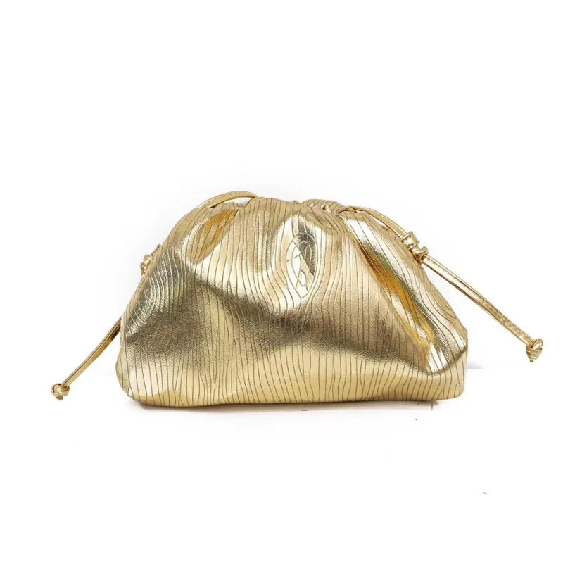 Gold pouch handbag for