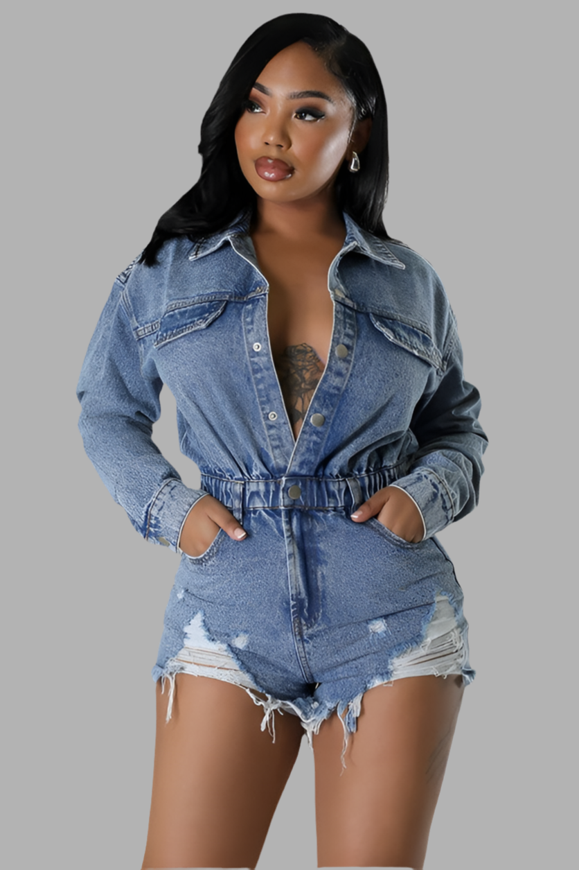 WOMEN FASHION DENIM ROMPERS