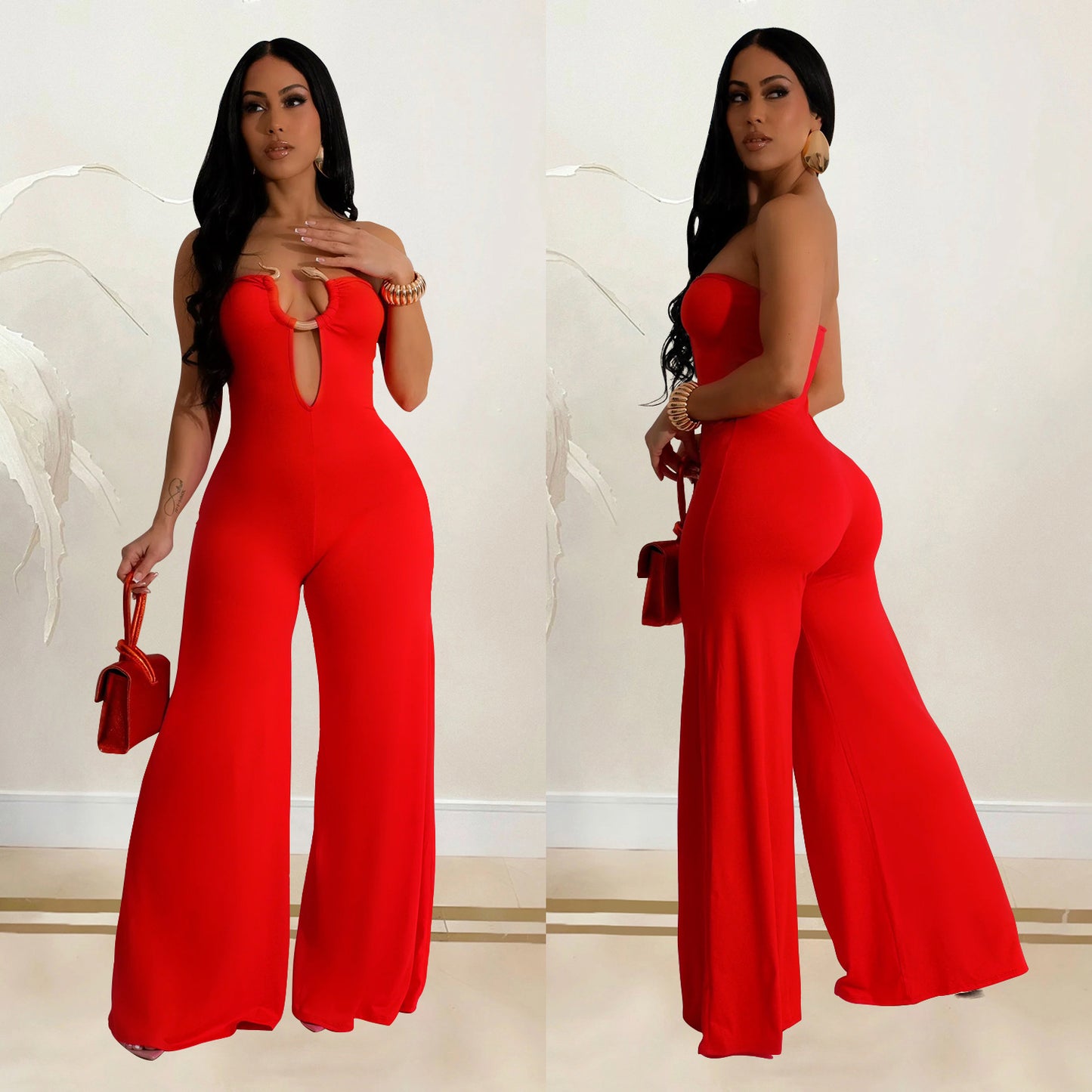 Women's Solid Color Fashion Trousers Jumpsuit