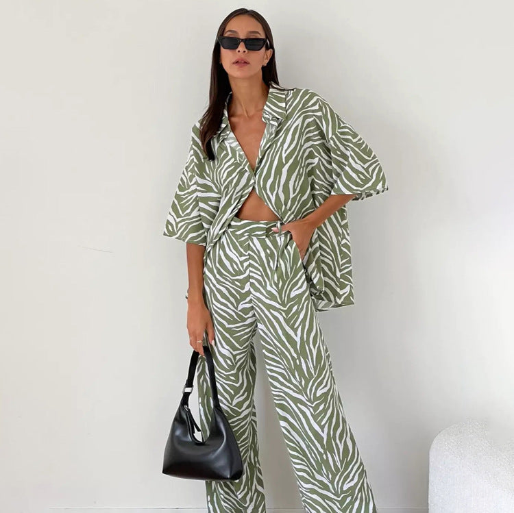 Fashion Satin Zebra Striped Suit