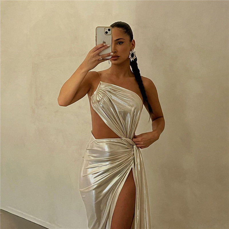 Spring And Summer New Women's Fashion Backless Slit Design Temperament Slim Dress