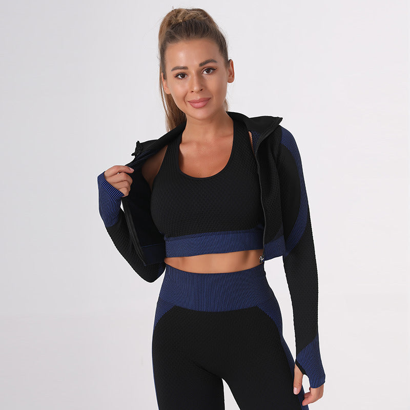 Exercise Workout Outfit Tight Quick-drying Waist Yoga Clothes Three-piece Suit