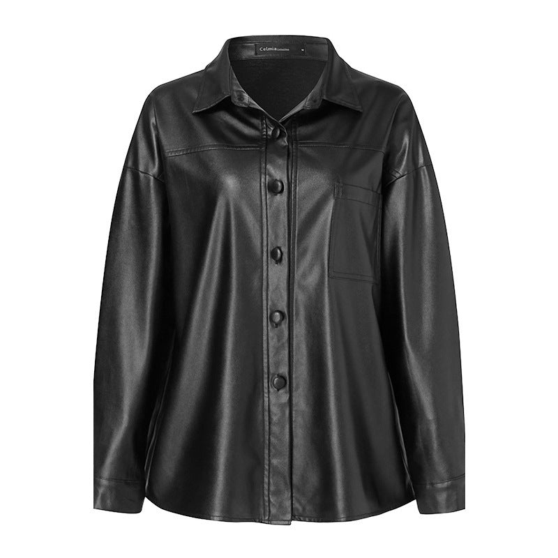 Leather Women's Jacket Coat Lapel Coat Trend